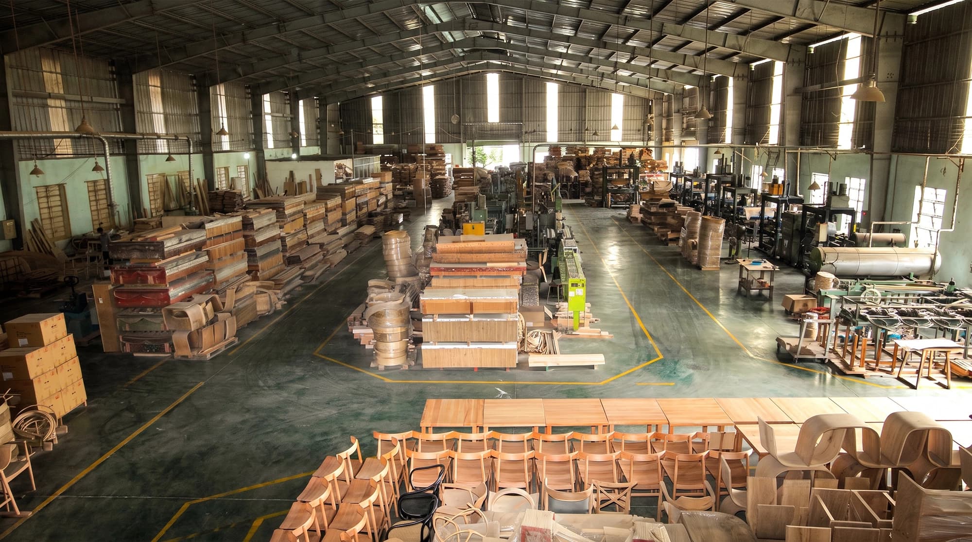 Timber stored in a woodworking facility