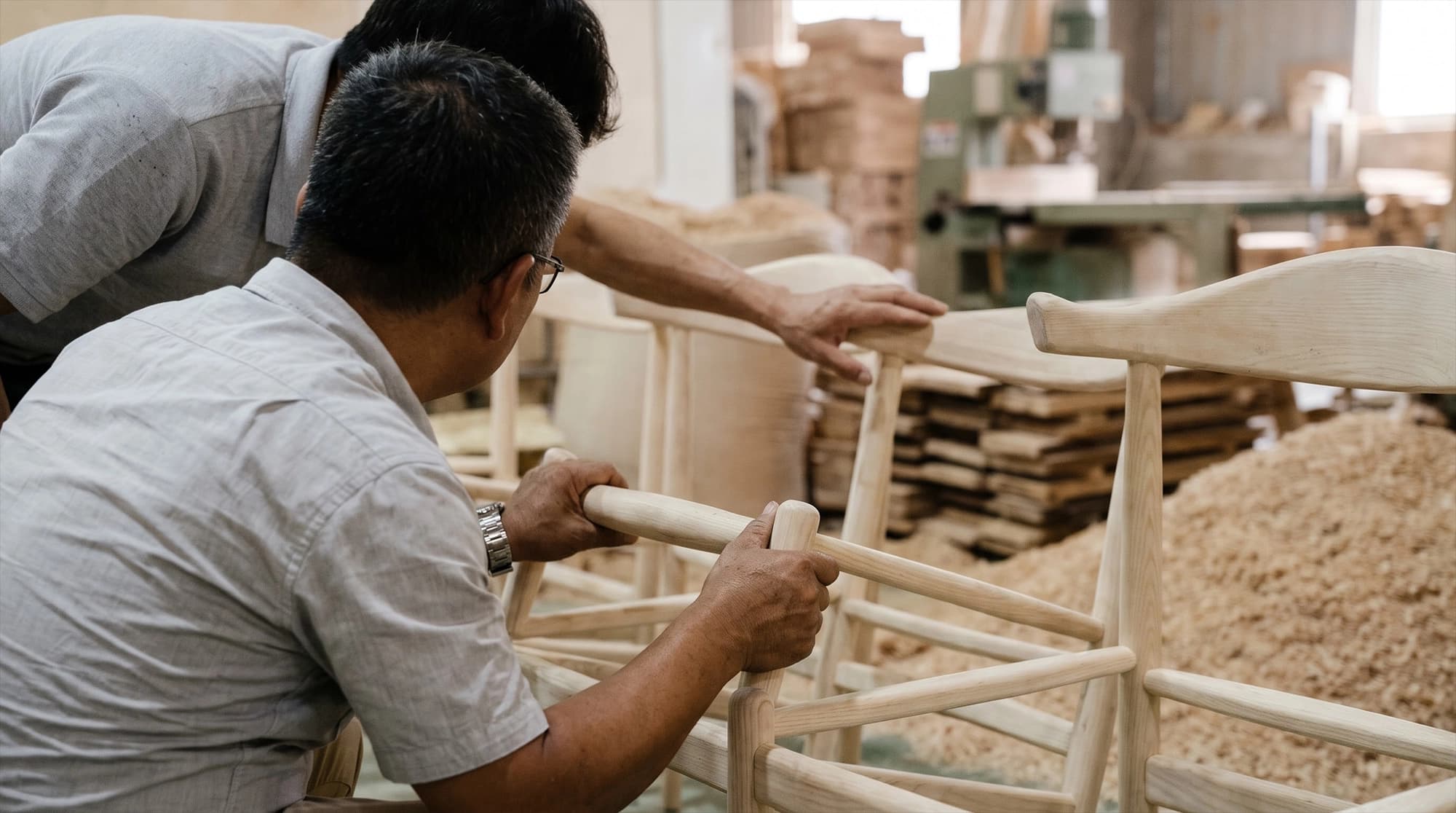 Curvetta factory with wood-bending equipment and furniture production areas