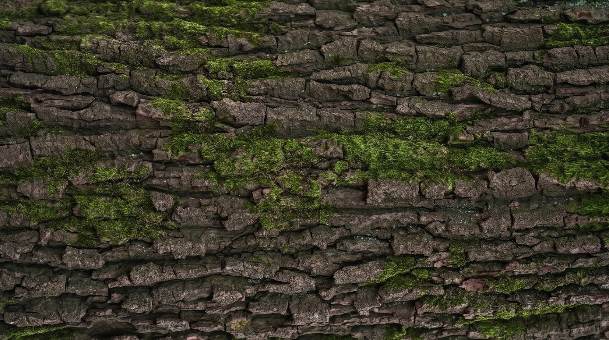 Tree bark with moss